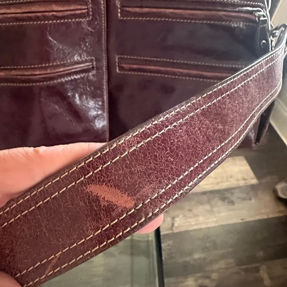 Barr and Barr Elegant Wine Brown Leather Shoulder and crossbody Bag